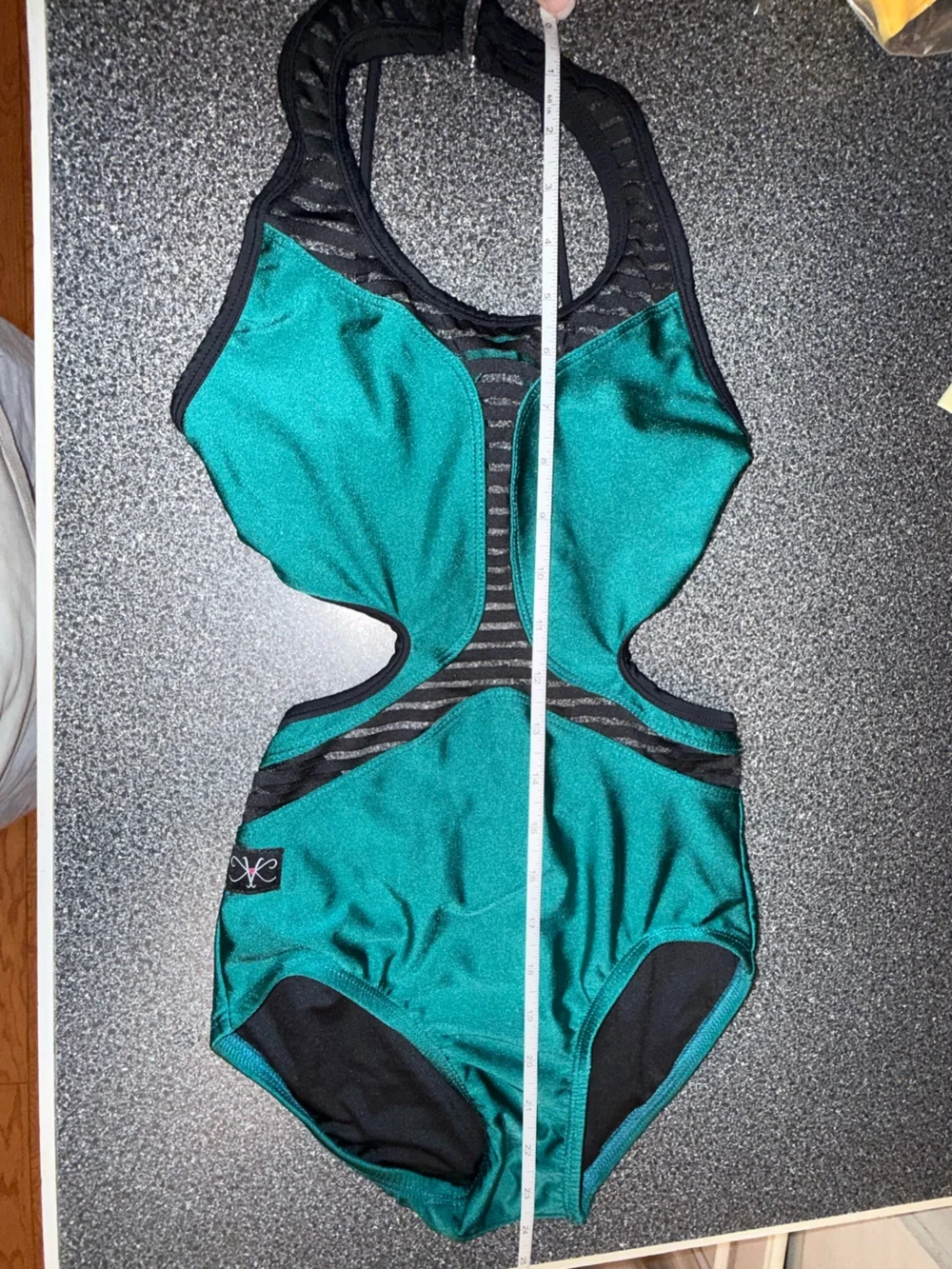 Kandi Kouture Teal and Black Dance Leotard Size Child X-Large
